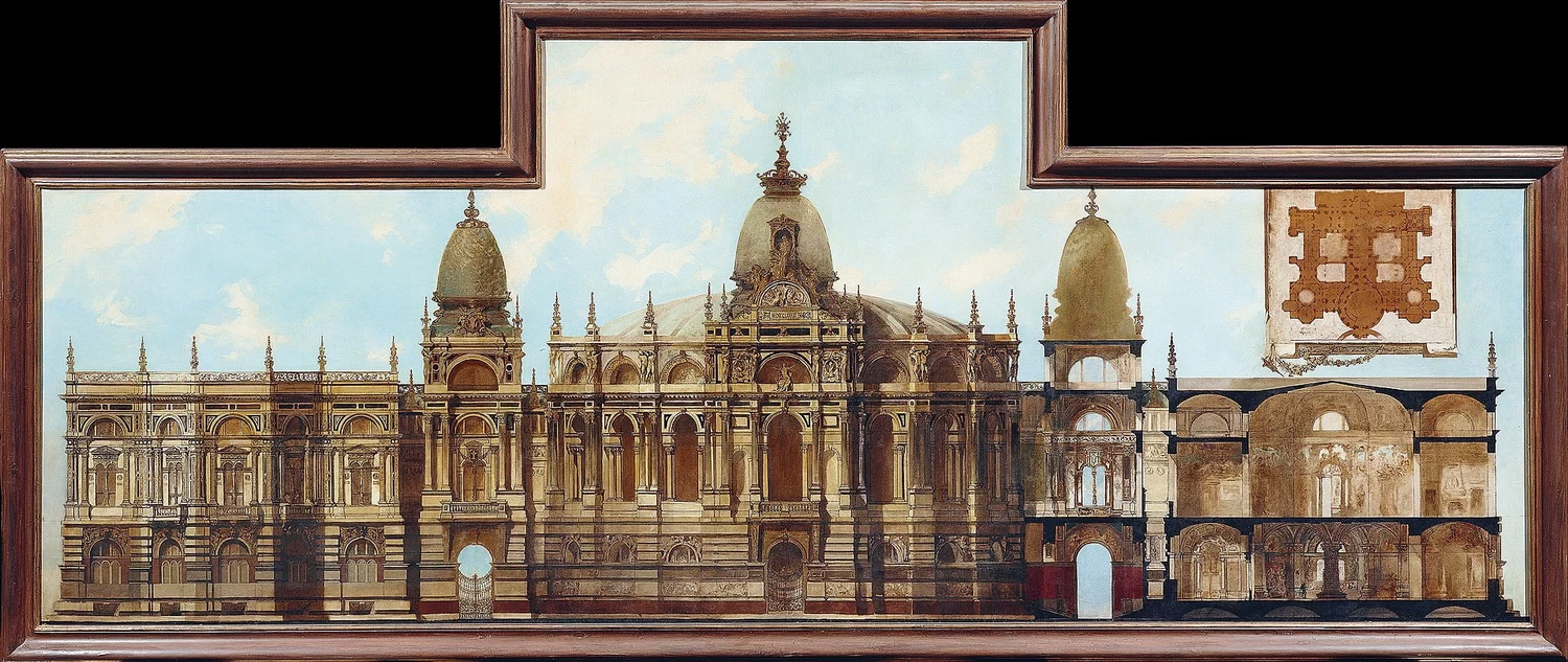 Design per un palazzo, lato posteriore e pianta - Österreichische Galerie Belvedere